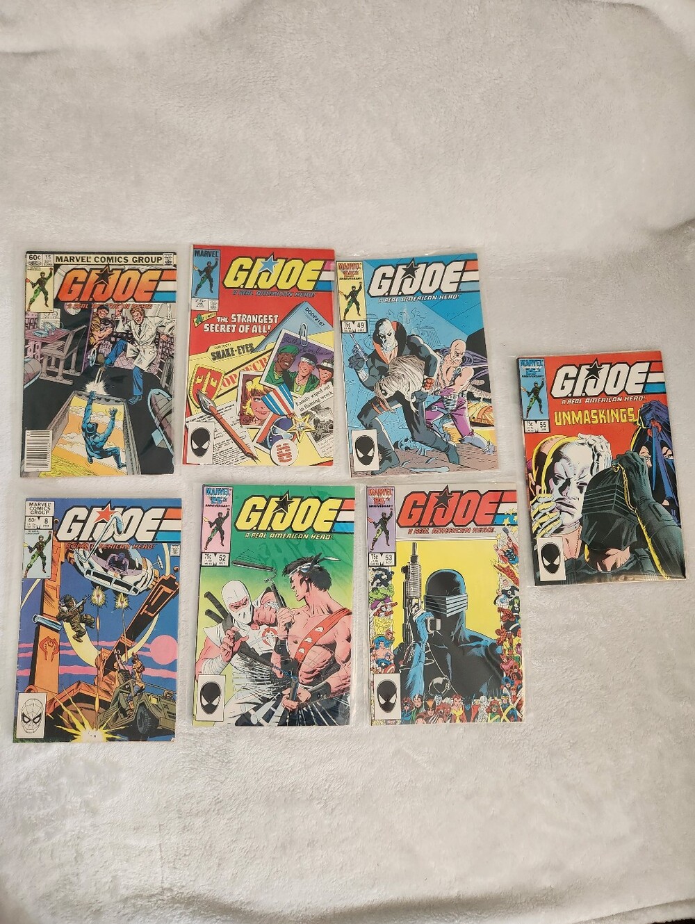 G.I. Joe 7 Comic Lot #8 15 26 49 52 53 55 Marvel Snake Eyes Storm Shadow Vintage